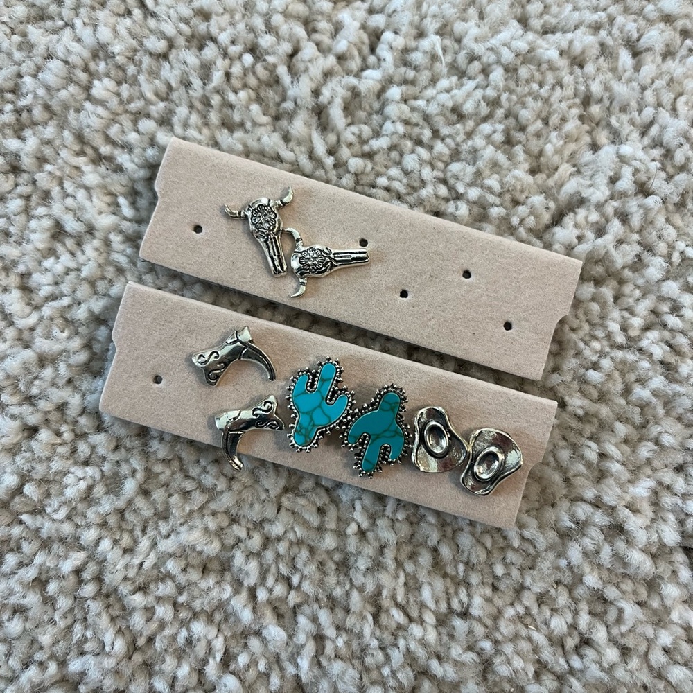Silver and Faux Turquoise Kids Earrings Set